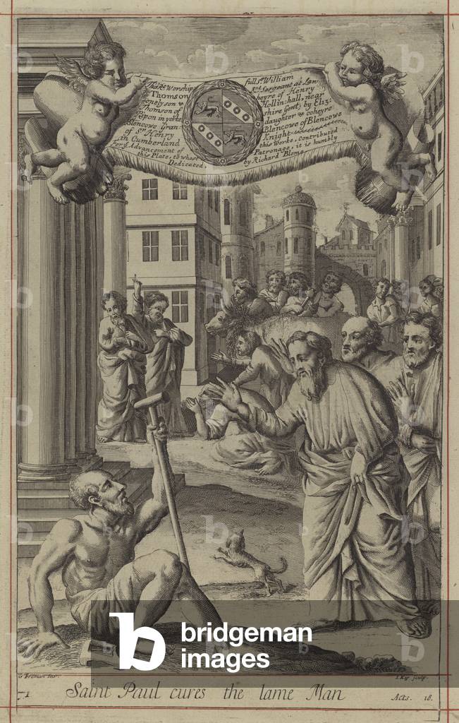 Saint Paul cures the lame Man (engraving)