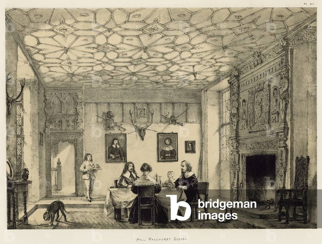 Hall, Wakehurst, Sussex (litho)