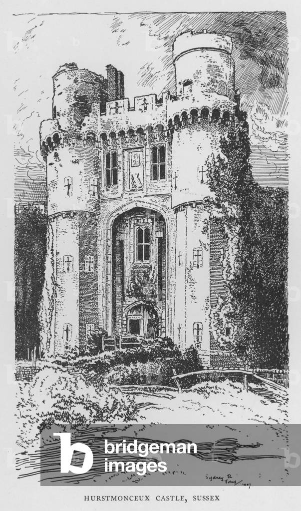 Hurstmonceux Castle, Sussex (litho)
