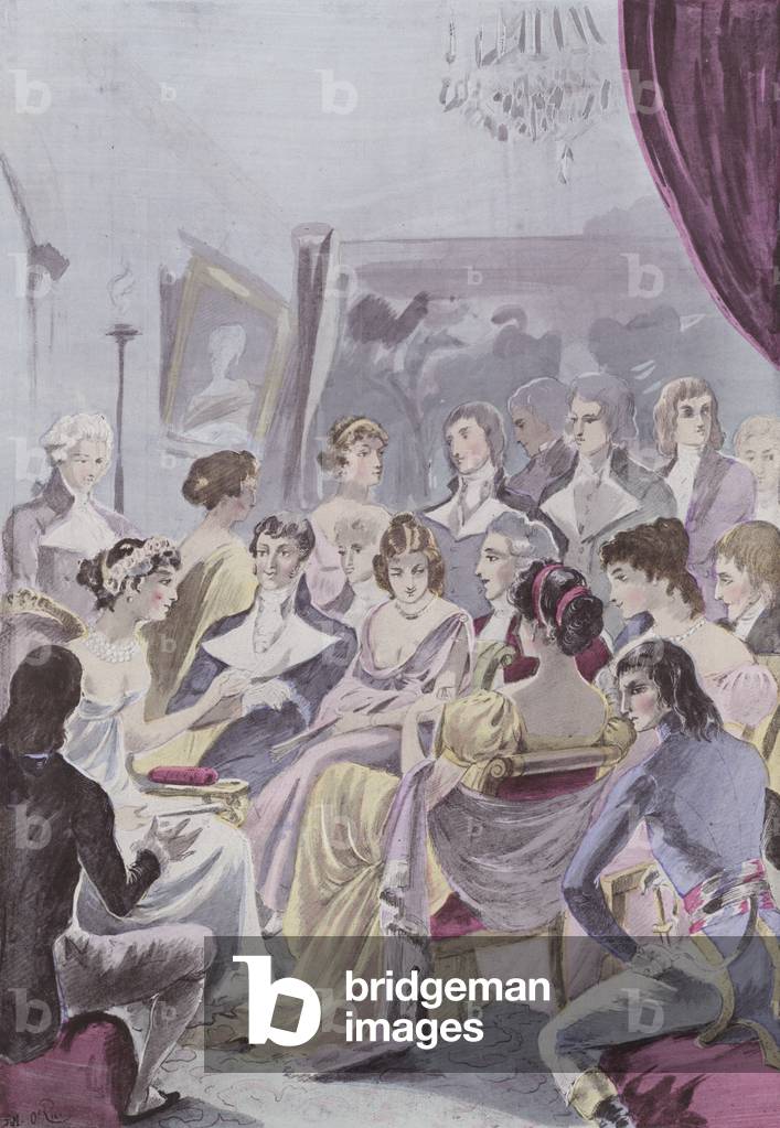 Chez Madame Tallien (colour litho)