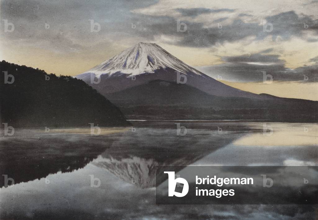 Japan, c.1912: Mount Fuji from Lake Shoji (photo)