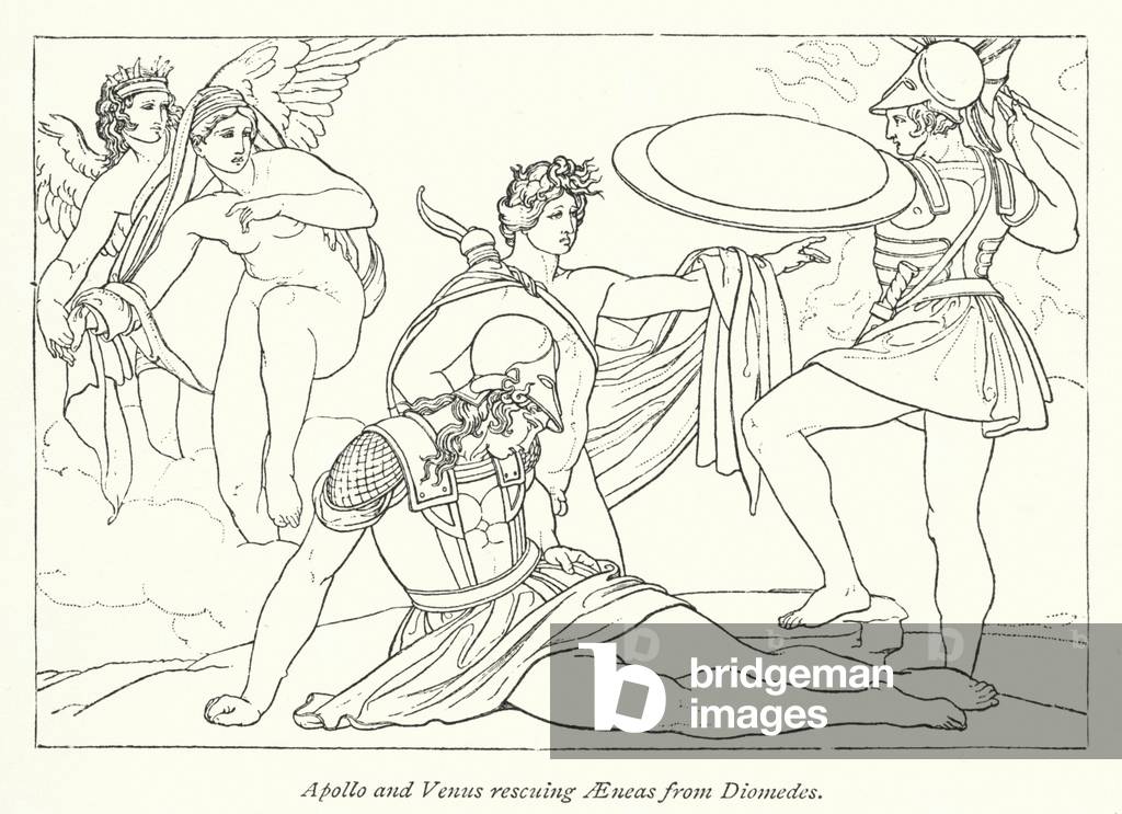 Apollo and Venus rescuing Aeneas from Diomedes (litho)