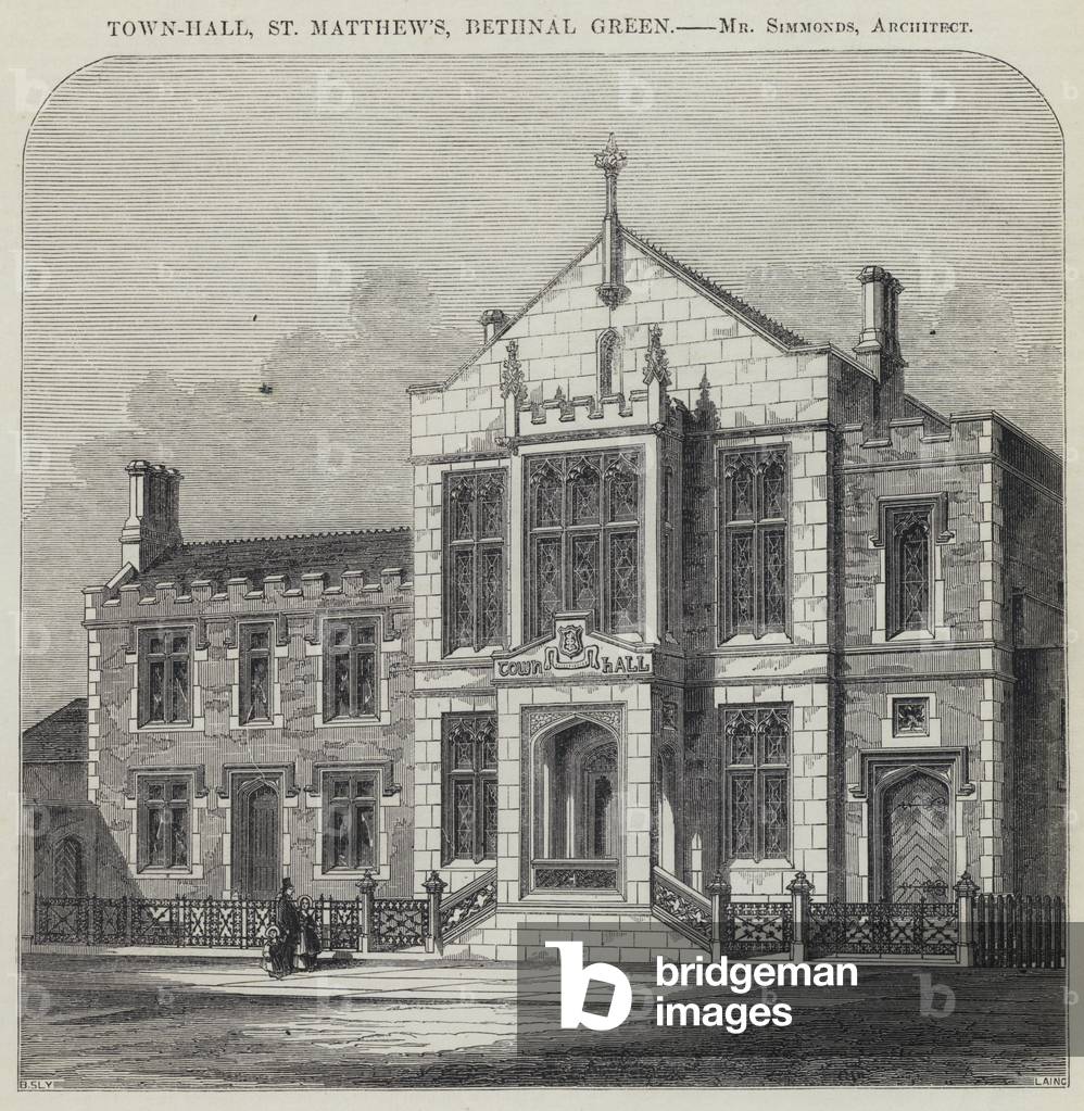 Town-Hall, St Matthew's, Bethnal Green (engraving)