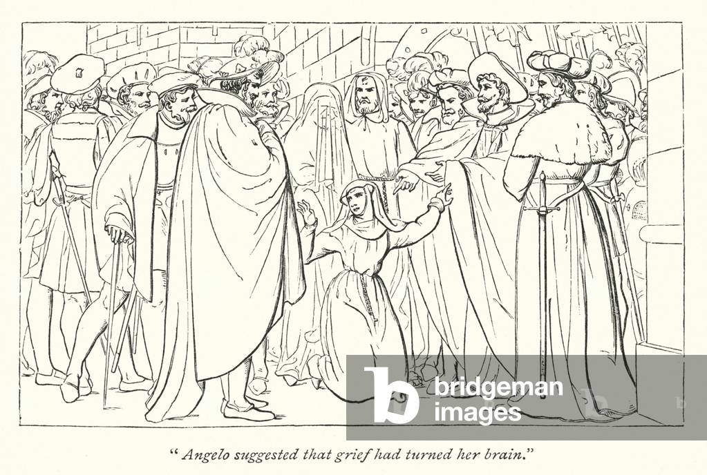 Shakespeare's Measure For Measure; Isabella, in presence of the duke and Angelo, pleads again for her brother (engraving)