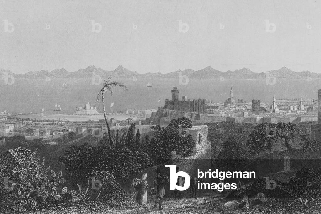 Rhodes, from the heights, near Sir Sidney Smith's Villa (engraving)