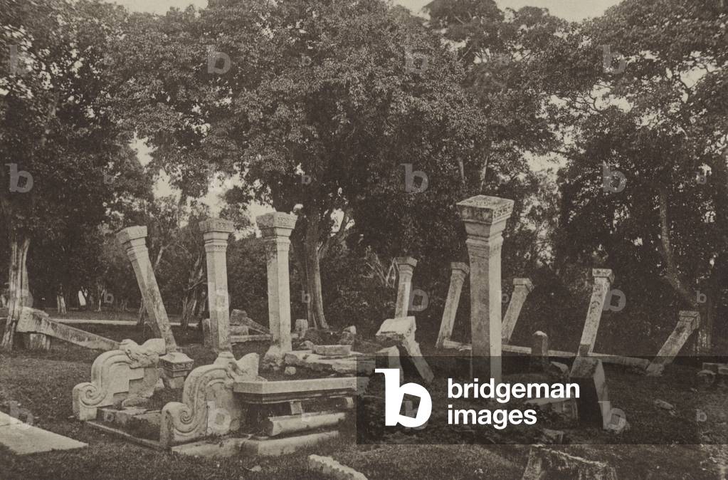Ruined Cities of Ceylon: Remains of the Peacock Palace (b/w photo)