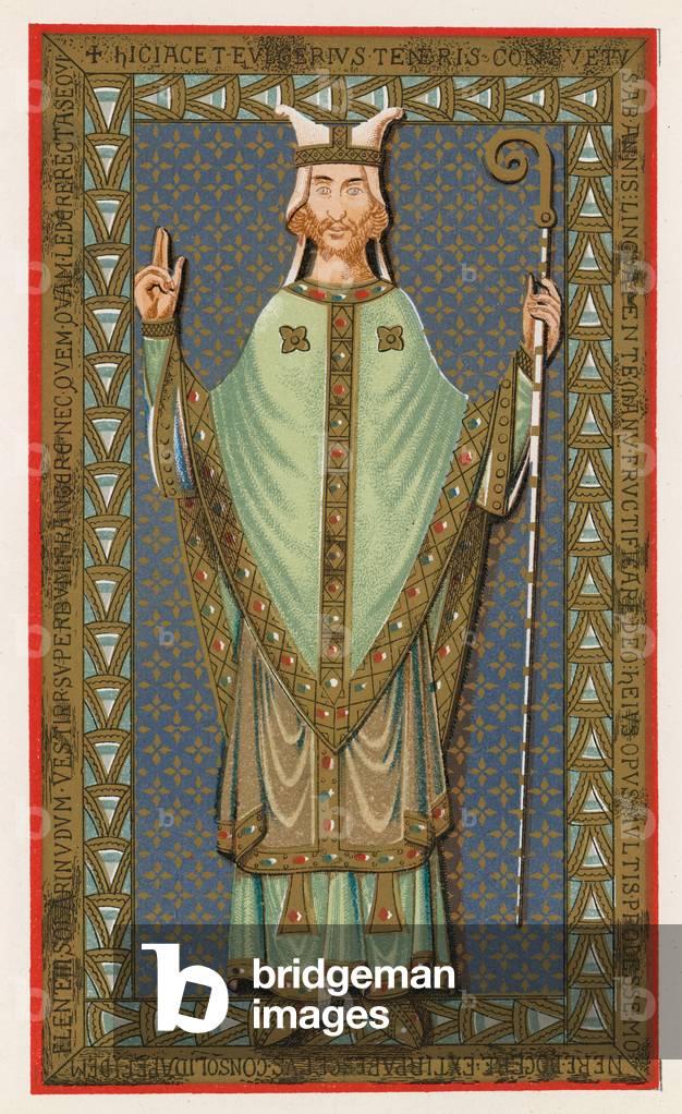 Effigy of Ulger, Bishop of Angers, 1149 (chromolitho)