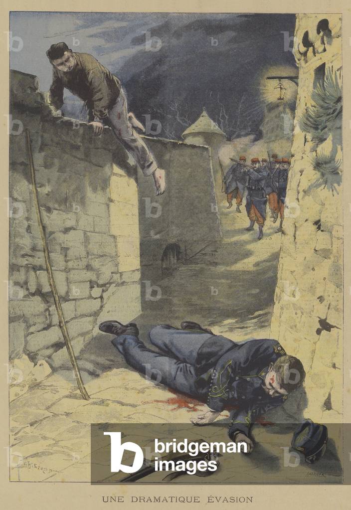 A dramatic escape (colour litho)