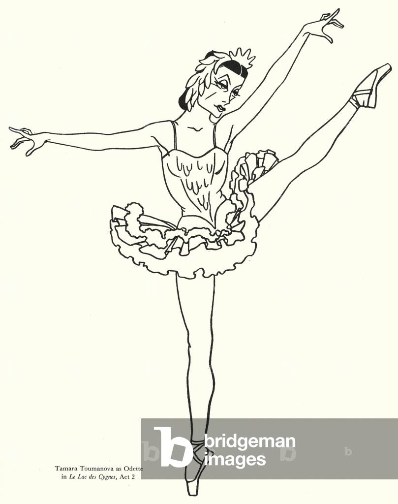 Tamara Toumanova as Odette in Le Lac des Cygnes, Act 2 (litho)