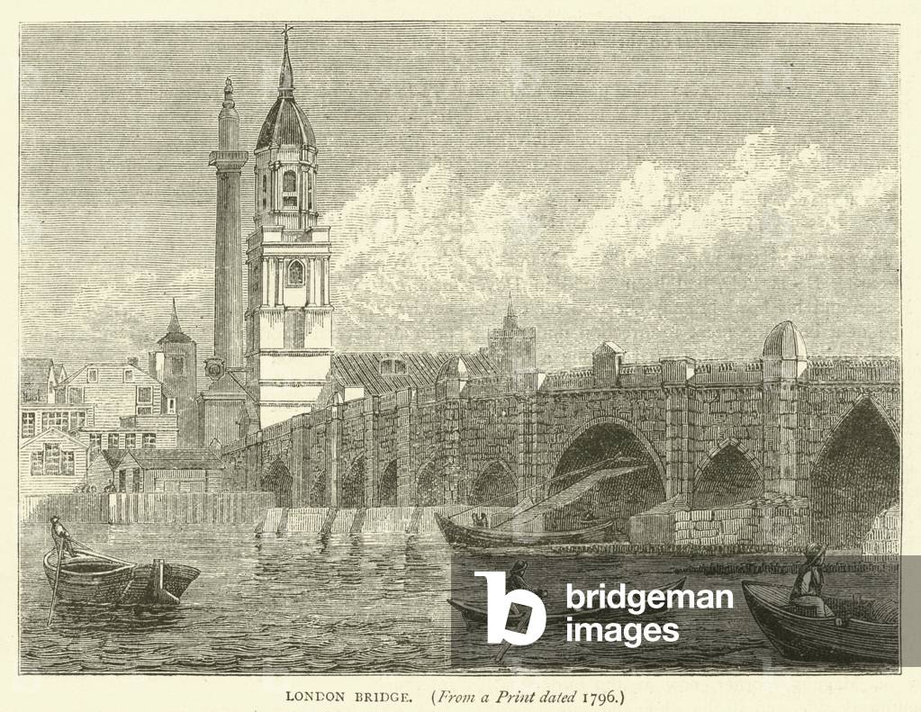London Bridge, from a print dated 1796 (engraving)