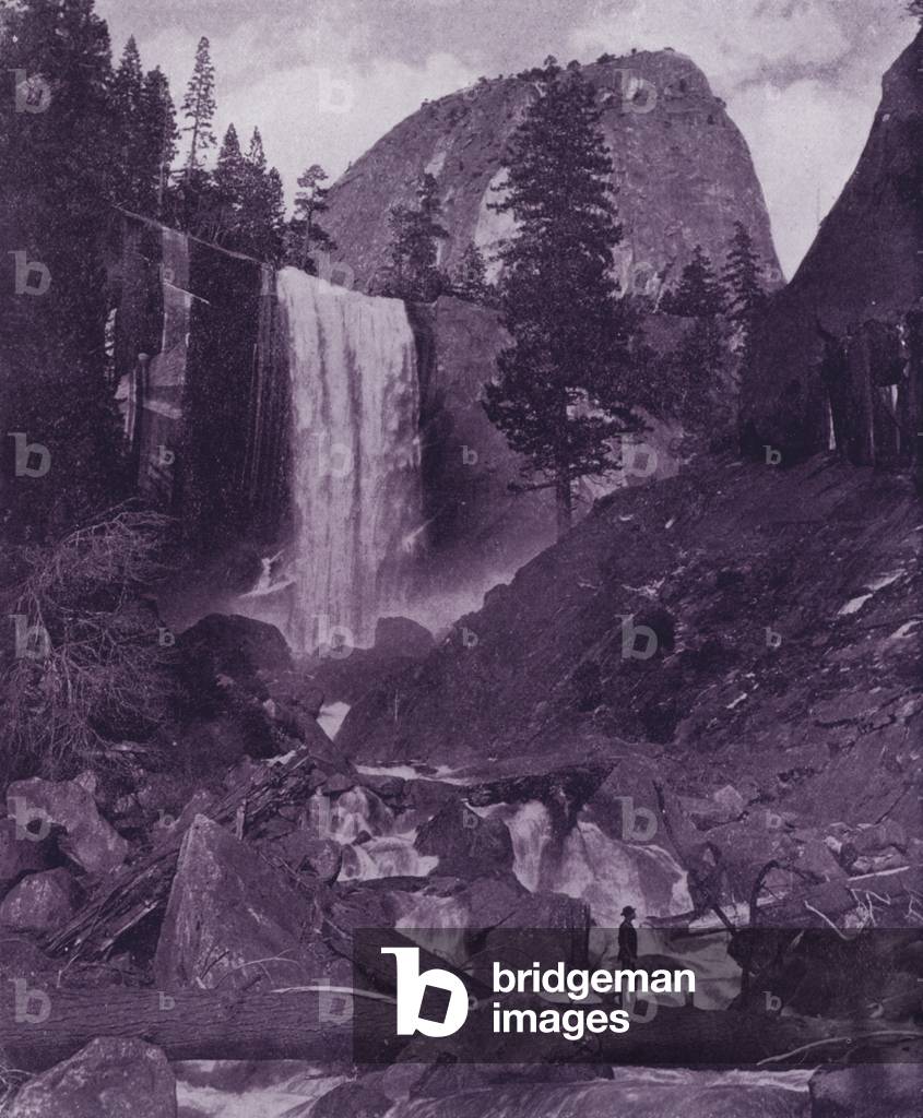 Vernal Falls and Lady Franklin Rock, Yosemite (b/w photo)