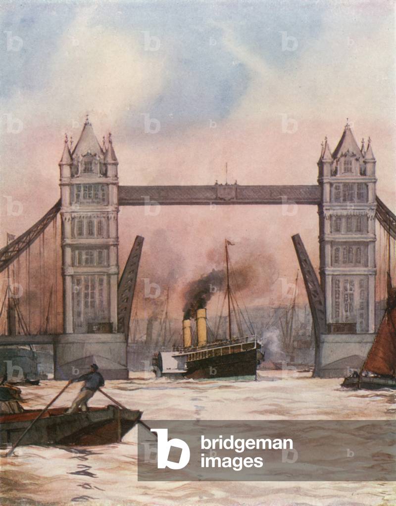 The Tower Bridge, London (colour litho)