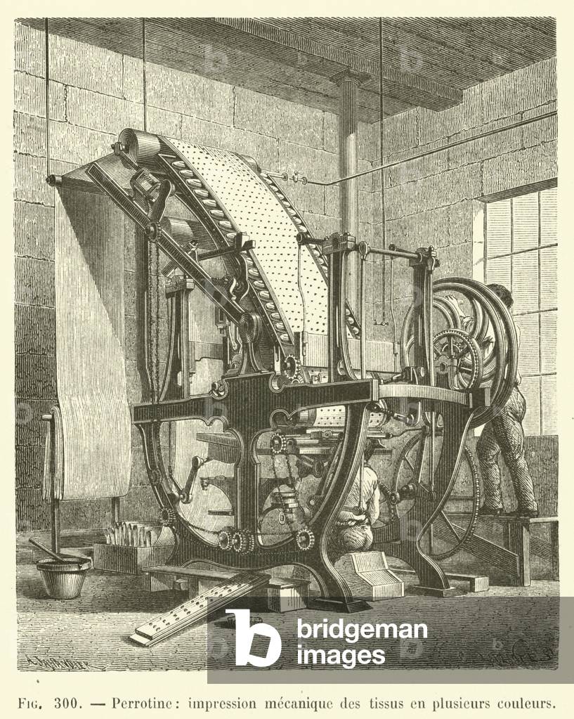 Perrotine, impression mecanique des tissus en plusieurs couleurs (engraving)