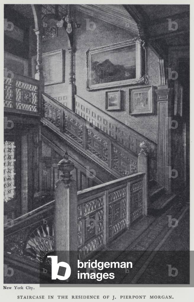 Staircase in the Residence of J Pierpont Morgan (b/w photo)