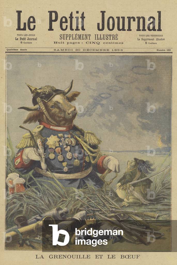 The frog and the bull (colour litho)