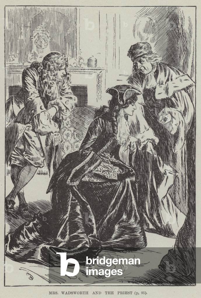 Mrs Wadsworth and the priest (engraving)