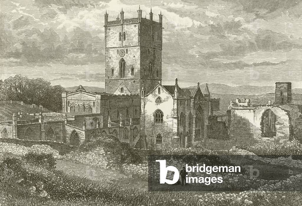 St David's Cathedral and the college, from the North-east (engraving)