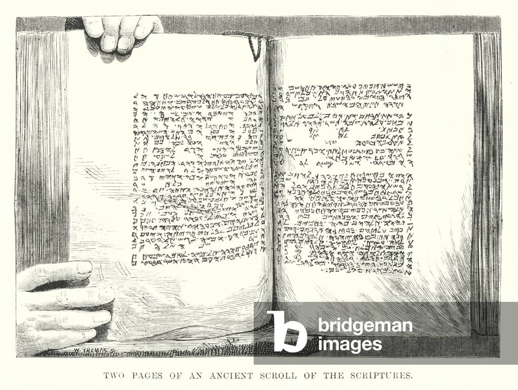 Two Pages of an Ancient Scroll of the Scriptures (engraving)