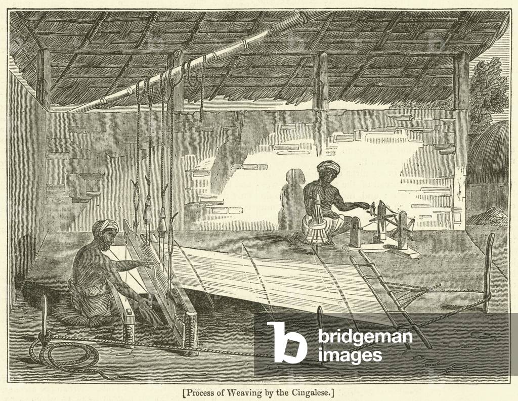 Process of Weaving by the Cingalese (engraving)