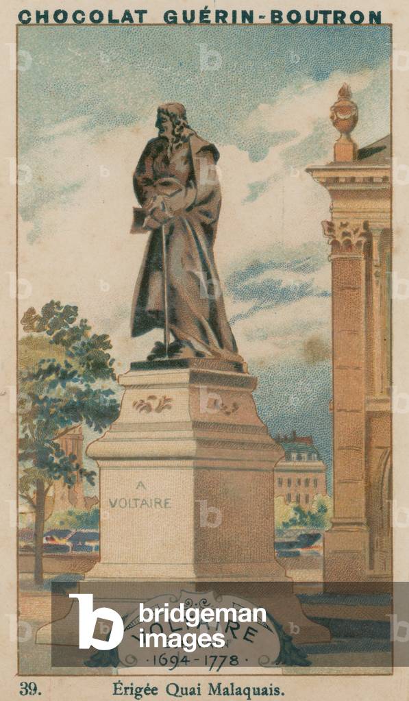 Voltaire, Ecrivain, 1694-1778, Erigee Quai Malaquais (chromolitho)