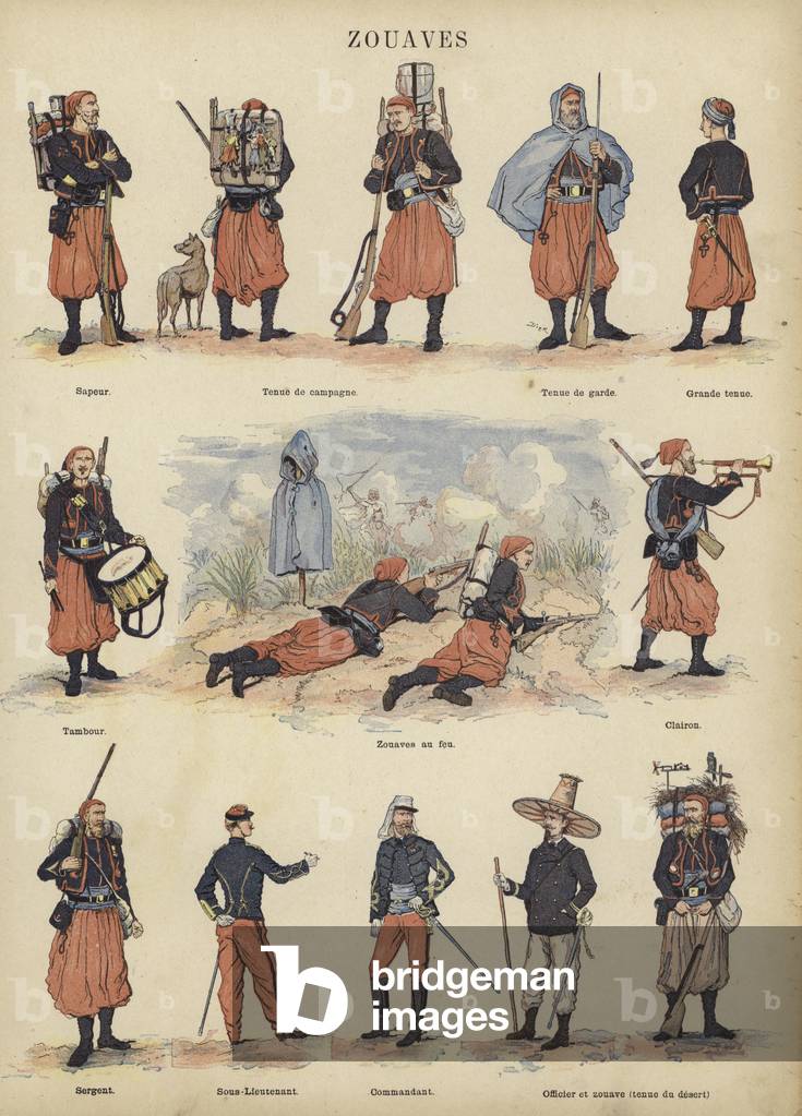 Zouaves of the French army (colour litho)