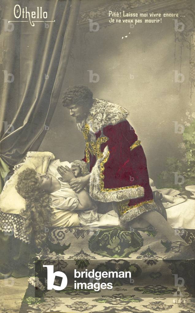 Othello about to kill Desdemona (colour photo)