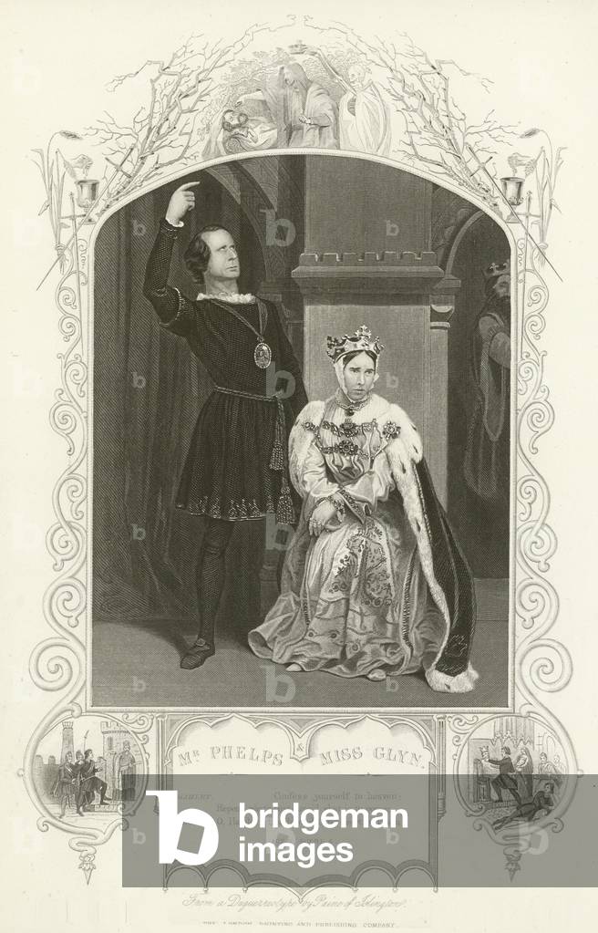 Mr Phelps as Hamlet and Miss Glyn as Queen, Hamlet, Act III, Scene IV (engraving)