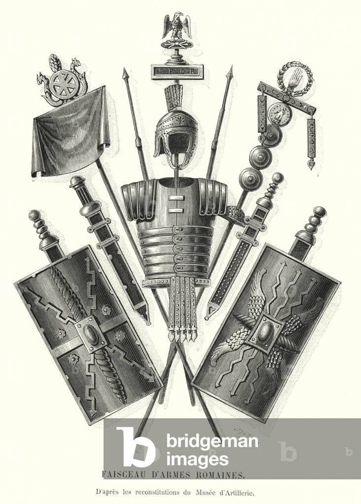 Faisceau d'Armes Romaines, D'apres les reconstitutions du Musee d'Artillerie (engraving)