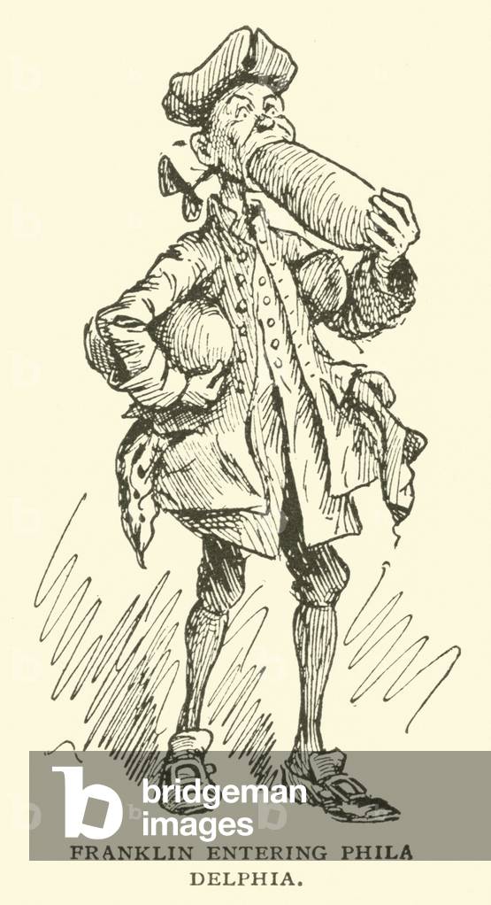 Franklin entering Philadelphia (engraving)