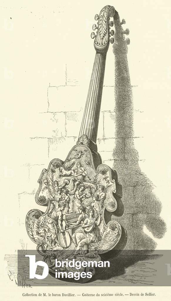 Collection de M le baron Davillier, Guiterne du seizieme siecle (engraving)