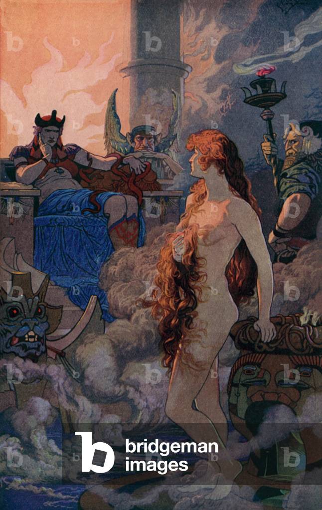 Ishtar in Hades (colour litho)