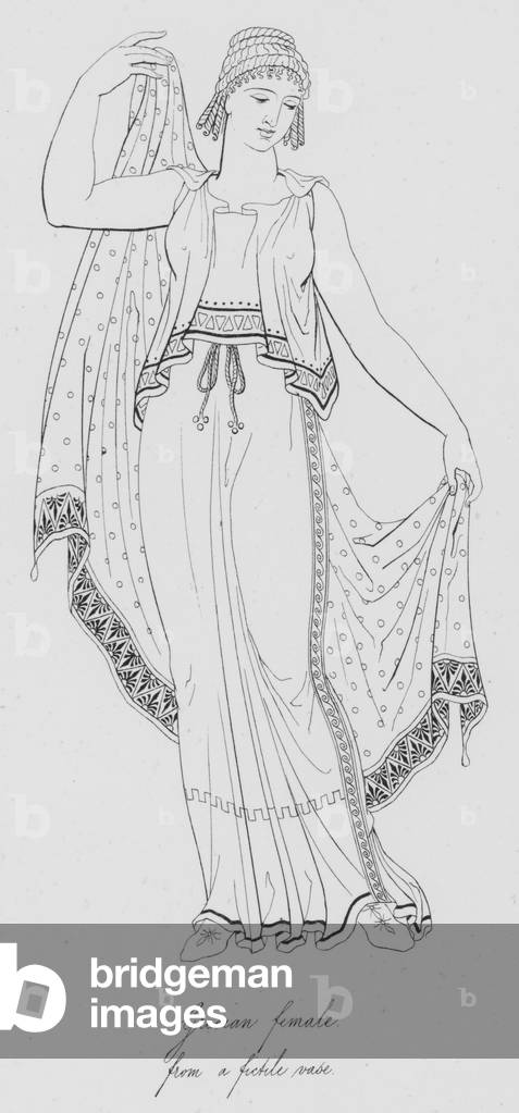 Grecian female, from a fictile vase (engraving)