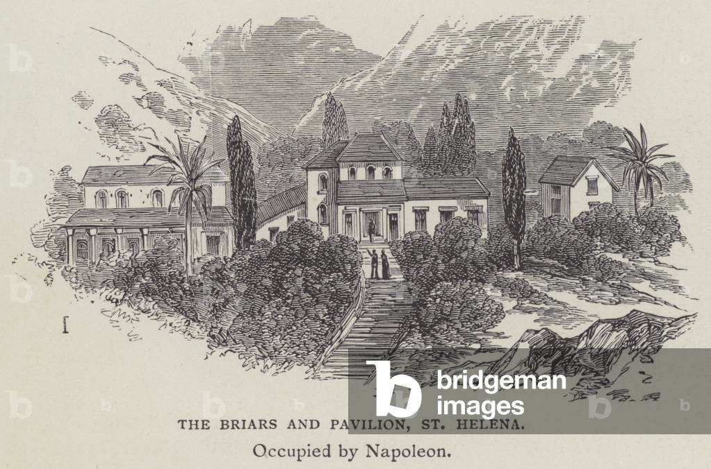 The Briars and Pavilion, St Helena, occupied by Napoleon (litho)