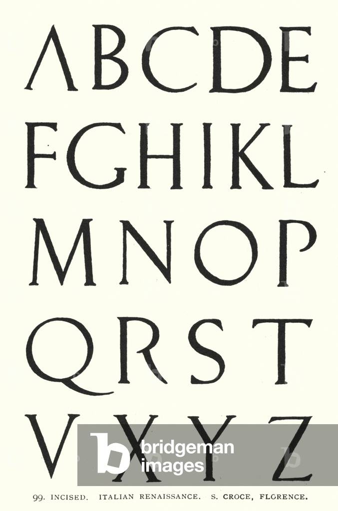 Alphabet, Incised, Italian Renaissance, S Croce, Florence (litho)