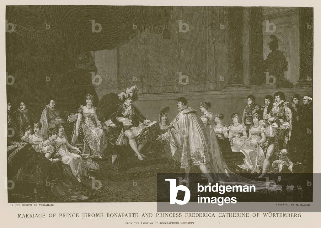 Marriage of Prince Jerome Bonaparte and Princess Frederica Catherine of Wurtemberg (engraving)