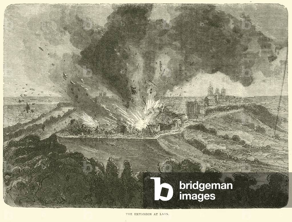 The explosion at Laon, September 1870 (engraving)