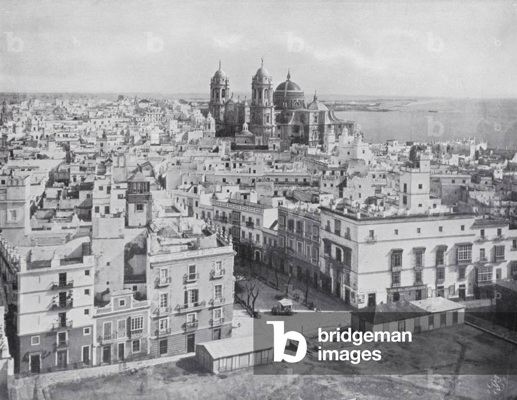 General view of Cadiz (b/w photo)
