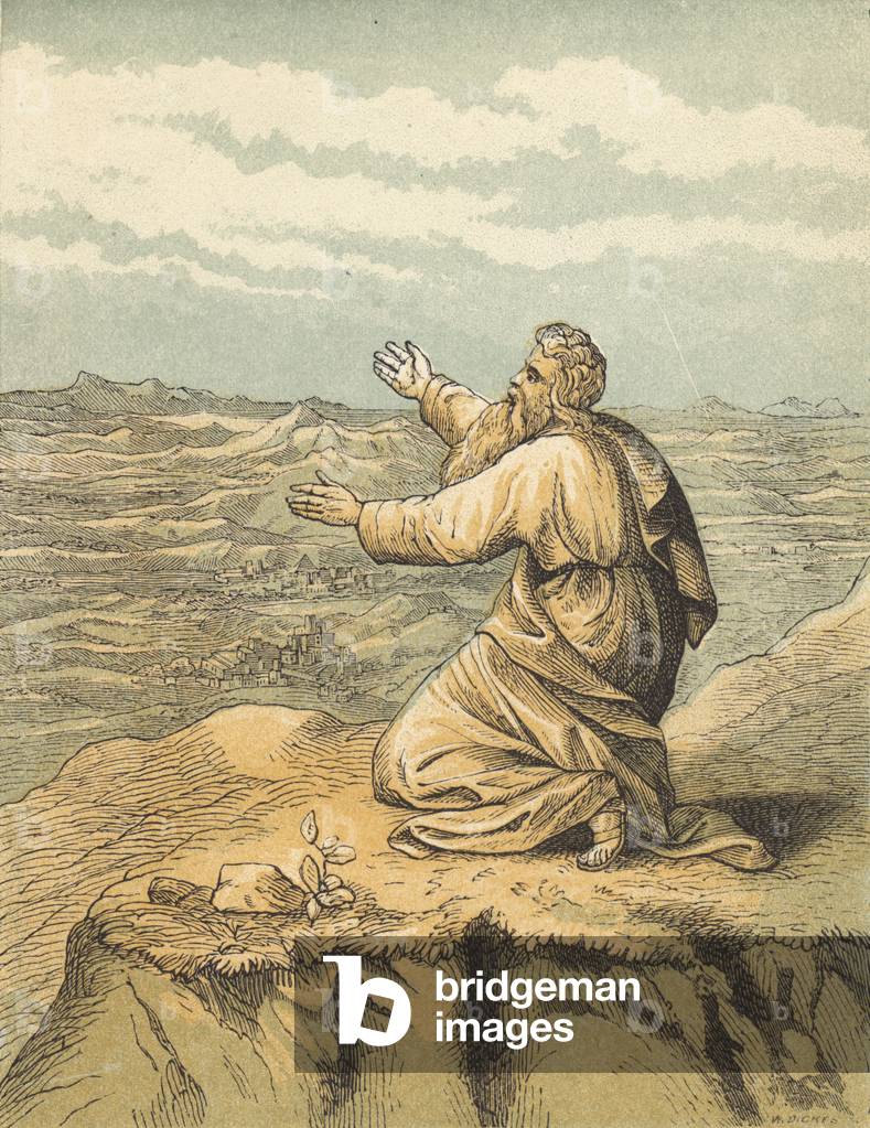 The Death of Moses (coloured engraving)