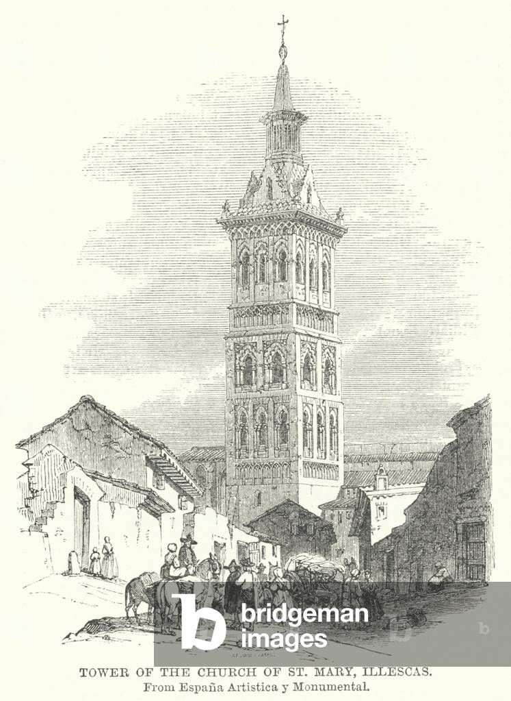 Tower of the Church of St Mary, Illescas (engraving)
