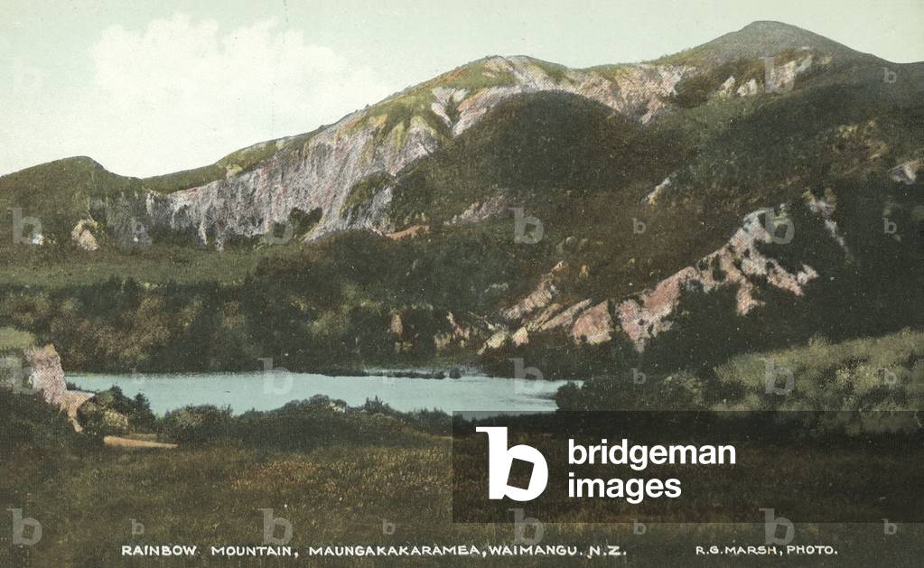 Rainbow Mountain, Maungakakaramea, Waimangu, NZ (colour photo)