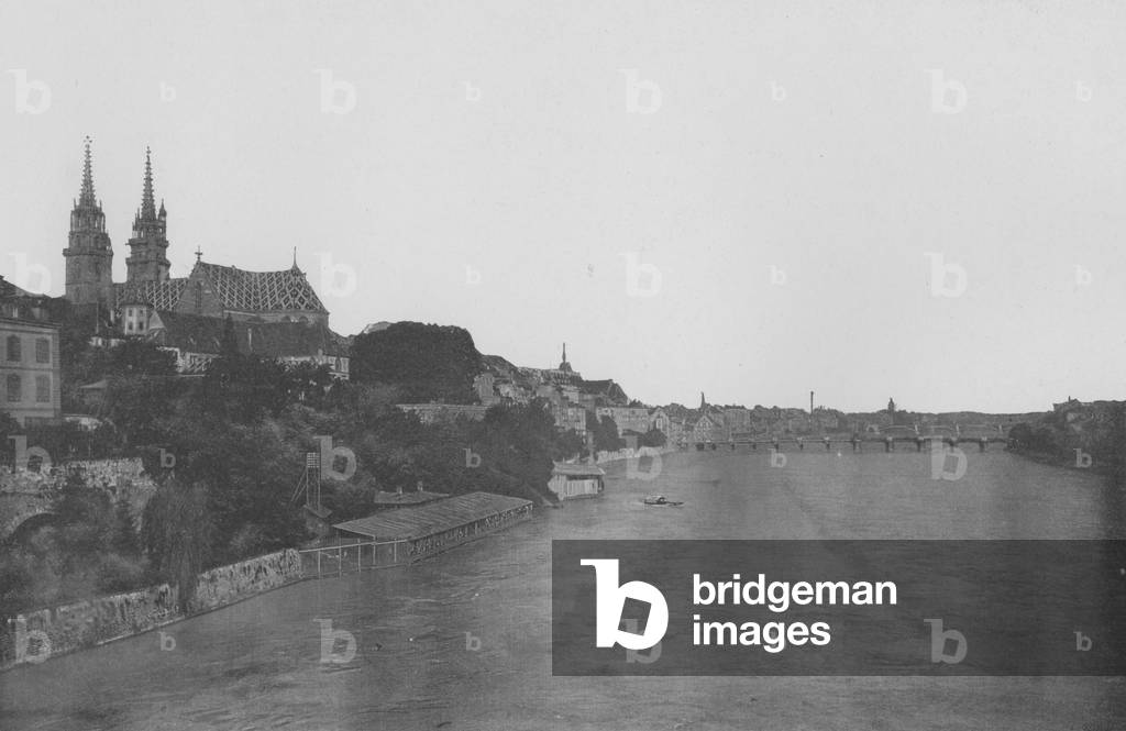 Bale, La Cathedrale et le Rhin (b/w photo)