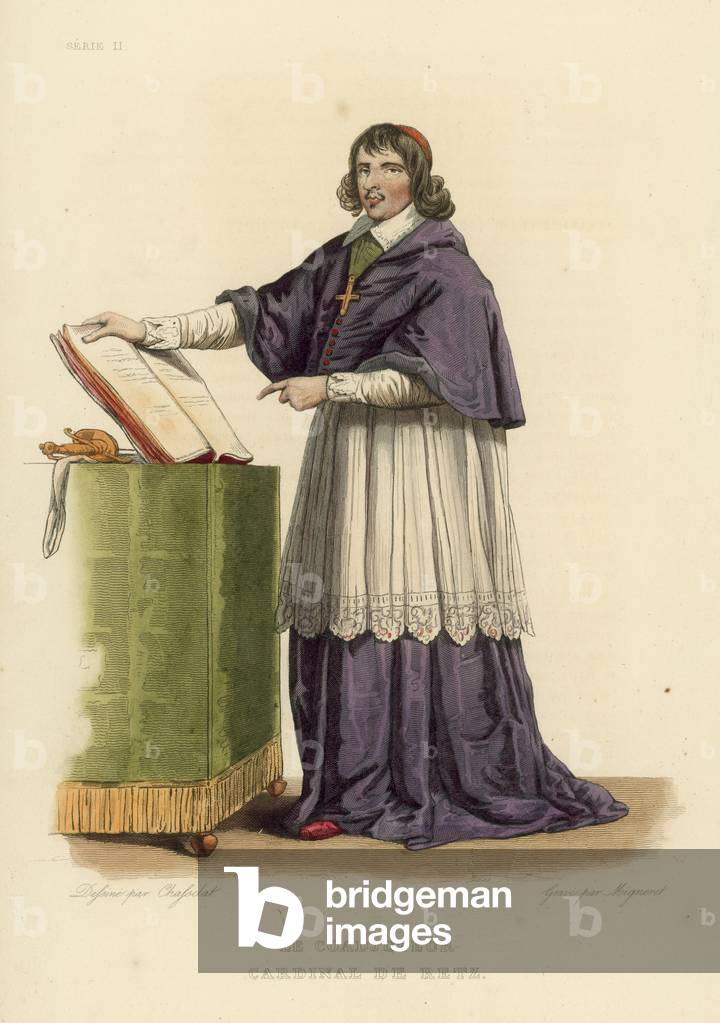Le Coadjuteur, Cardinal de Retz (coloured engraving)