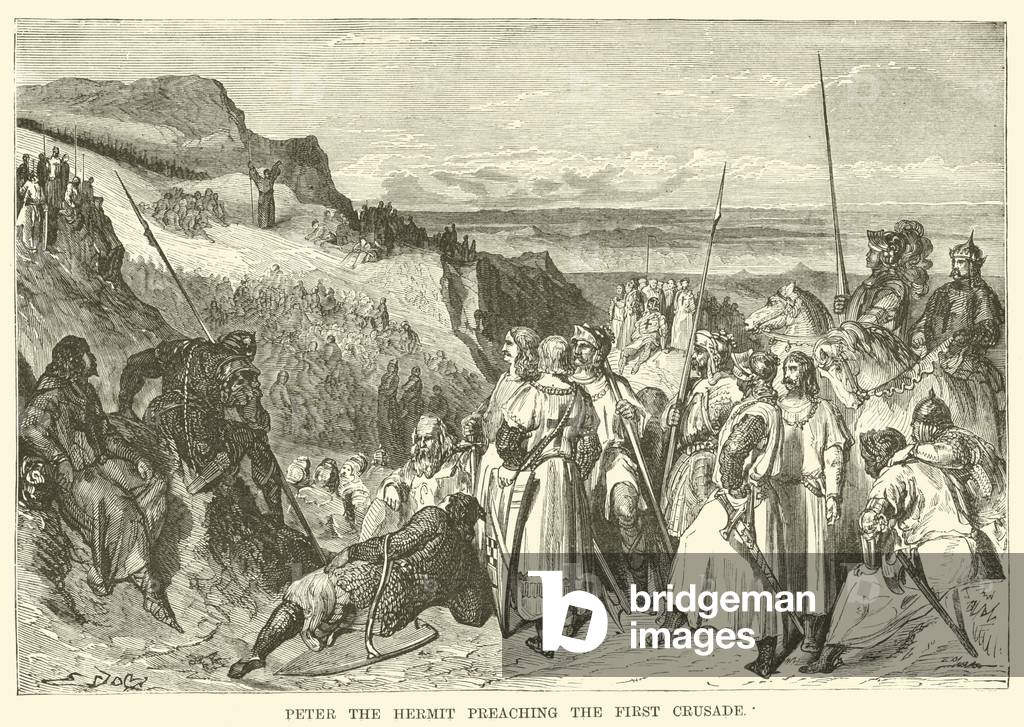 Peter the Hermit preaching the First Crusade (engraving)