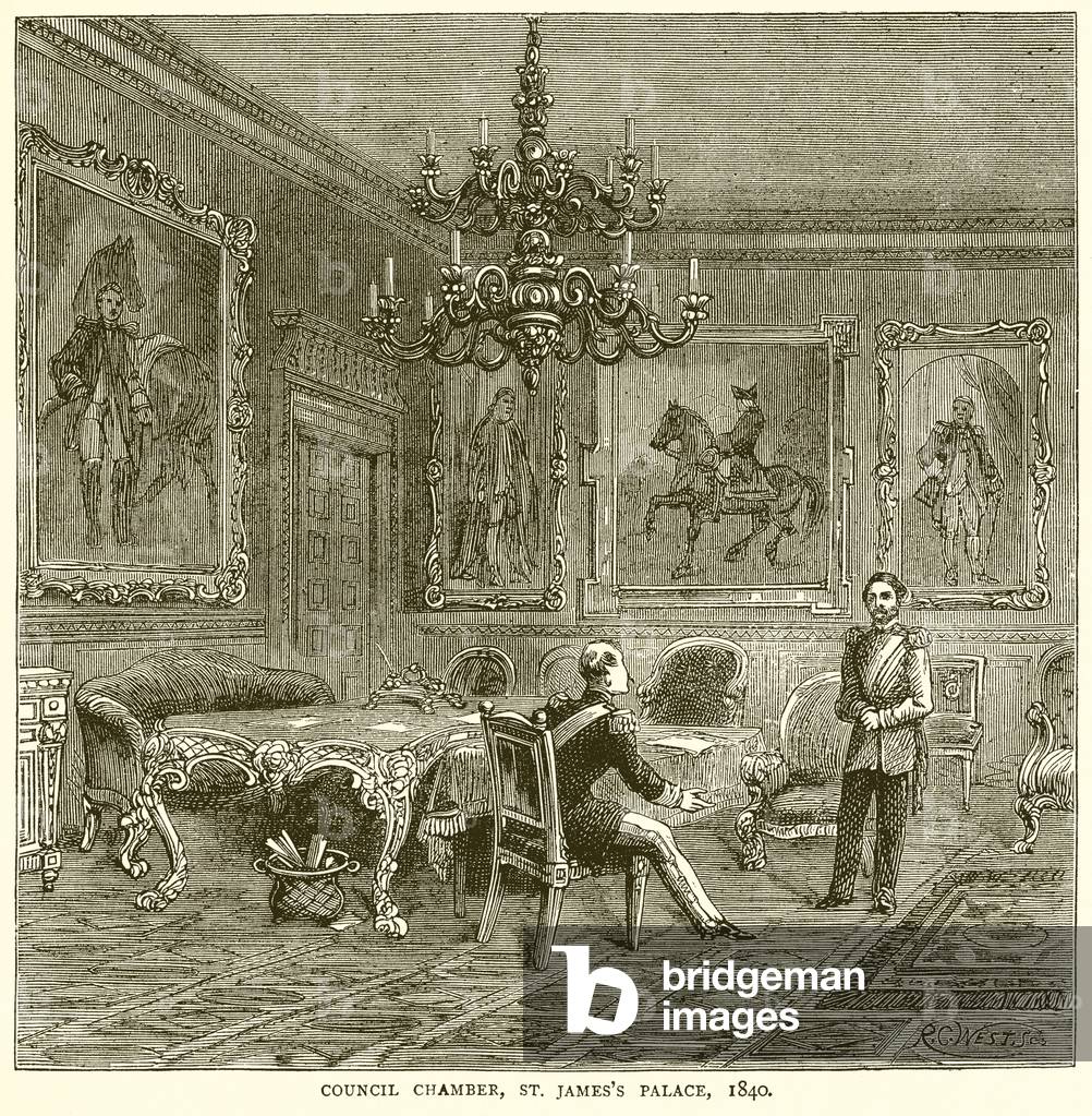 Council Chamber, St. James's Palace, 1840 (engraving)