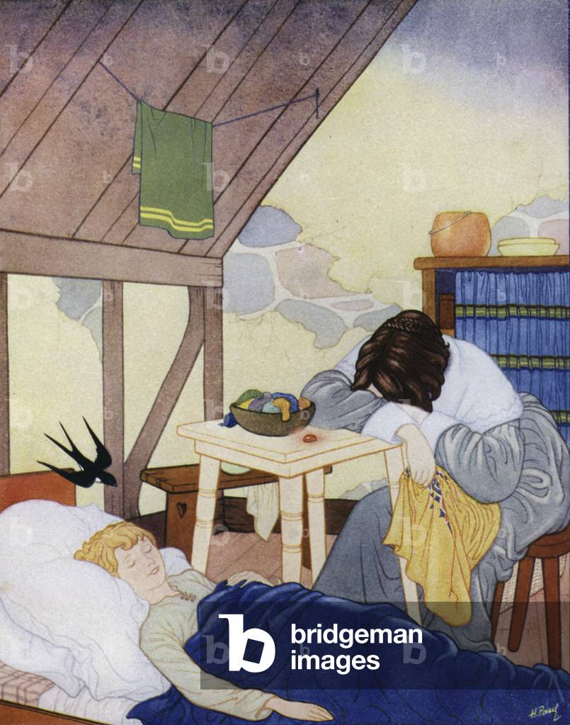 Illustration for The Happy Prince by Oscar Wilde (colour litho)