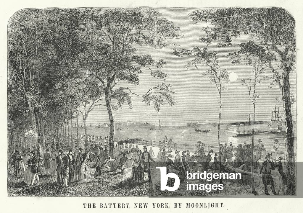 The Battery, New York, by Moonlight (engraving)
