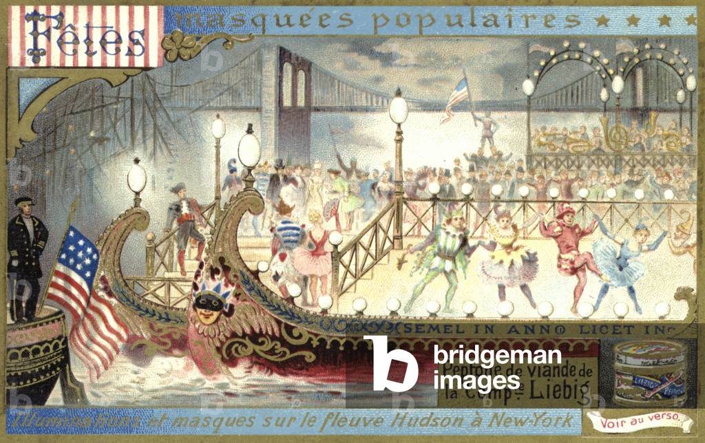 Illuminations and dance on the Hudson River, New York (chromolitho)