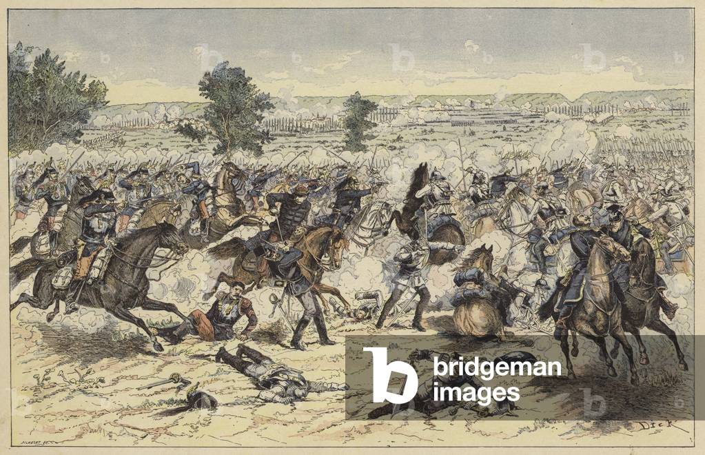 Battle of Gravelotte, Franco-Prussian War, 16 August 1870 (colour litho)