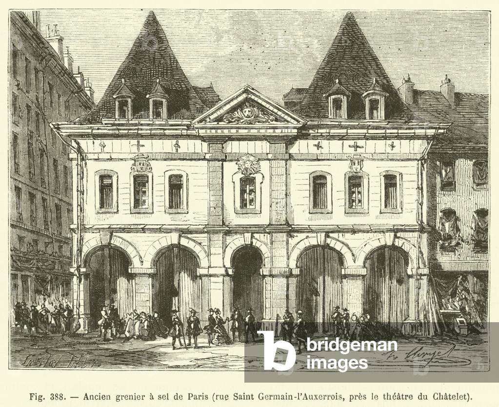 Ancien grenier a sel de Paris, rue Saint Germain-l'Auxerrois, pres le theatre du Chatelet (engraving)