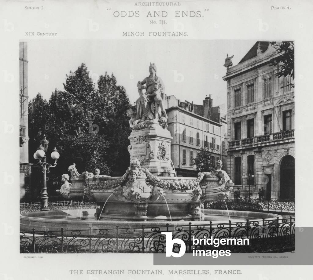 The Estrangin Fountain, Marseilles, France (b/w photo)